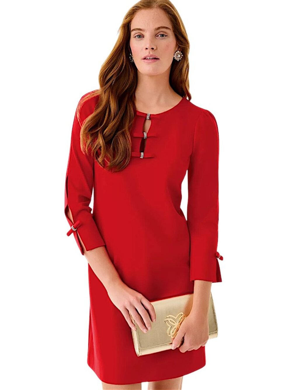 Lilly Pulitzer Leyland 3/4 Sleeve Shift Dress in Cranberry Red NWT - Size 10